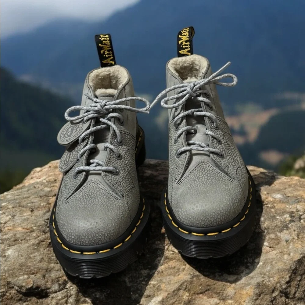 Dr. Martens Church Nubuck and Pebble Monkey Boots. Grey Lace-Up Boots. NWOB - Picture 5 of 11